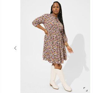 NWT Torrid Mini Stretch Challis Keyhole Floral Print Dress Size 2 2X (18 / 20)
